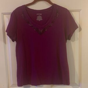 St. John's Bay Deep Purple Embellished Tee